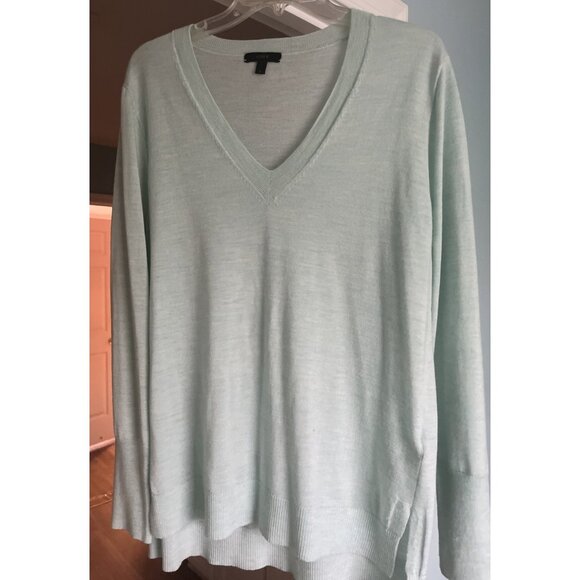 J Crew Merino Wool V Neck Sweater Light Blue Men Large Lightweight - Picture 1 of 5